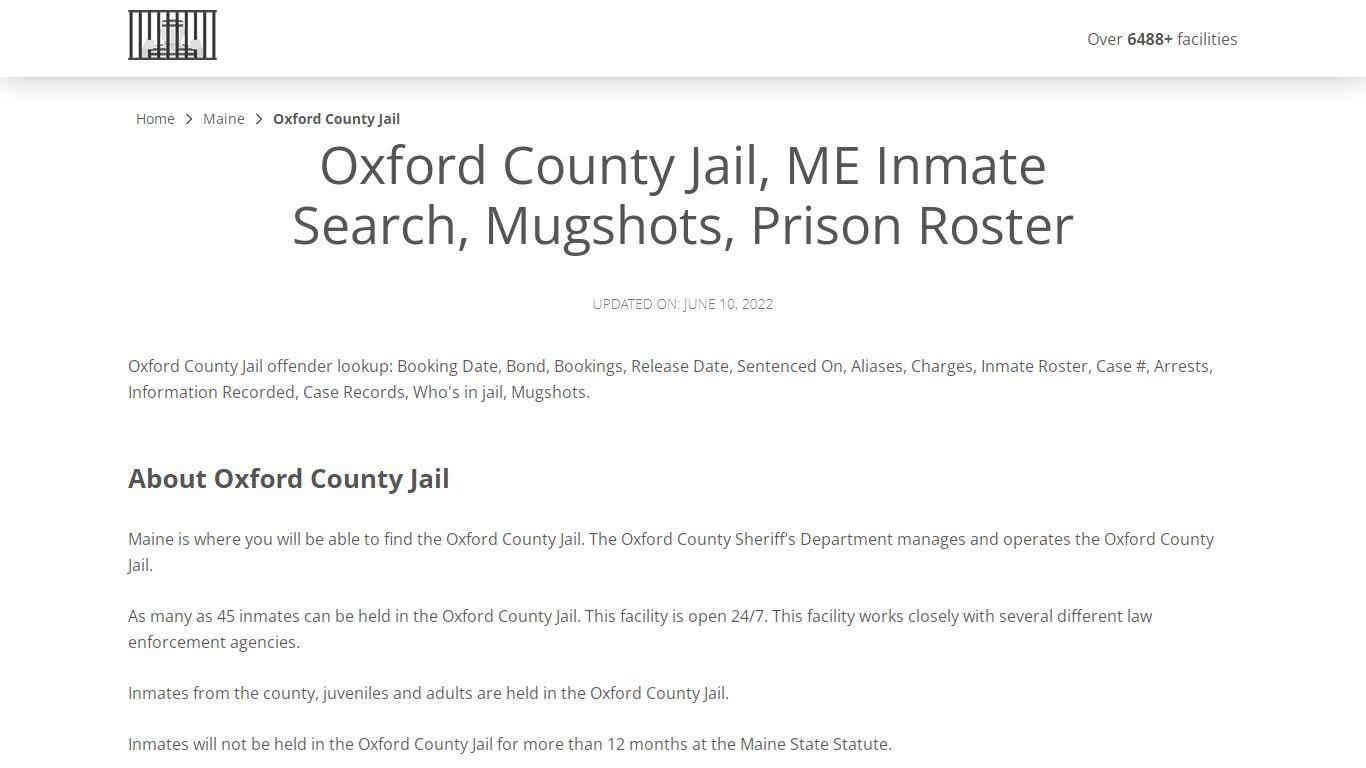 Oxford County Jail, ME Inmate Search, Mugshots, Prison ...